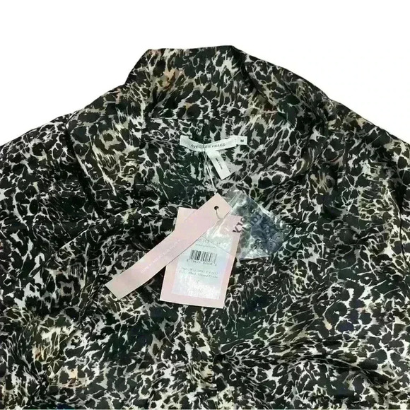 Avec Les Filles Animal Leopard Print Shirt Dress Black Almond Combo Size Medium - Picture 7 of 9